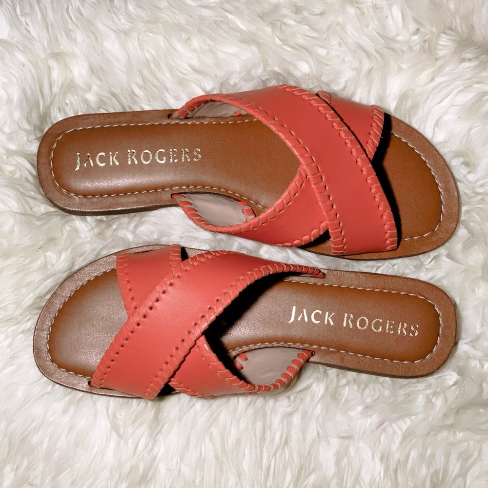 Jack Rogers • Coral Sloane X-Band Leather Sandal 6.5